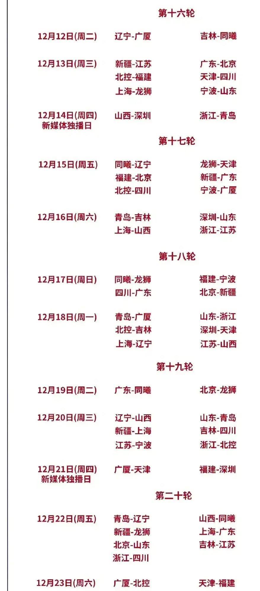 赛程和战绩详情全面公开